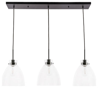 Black Finish And Clear Glass 3-Light Pendant