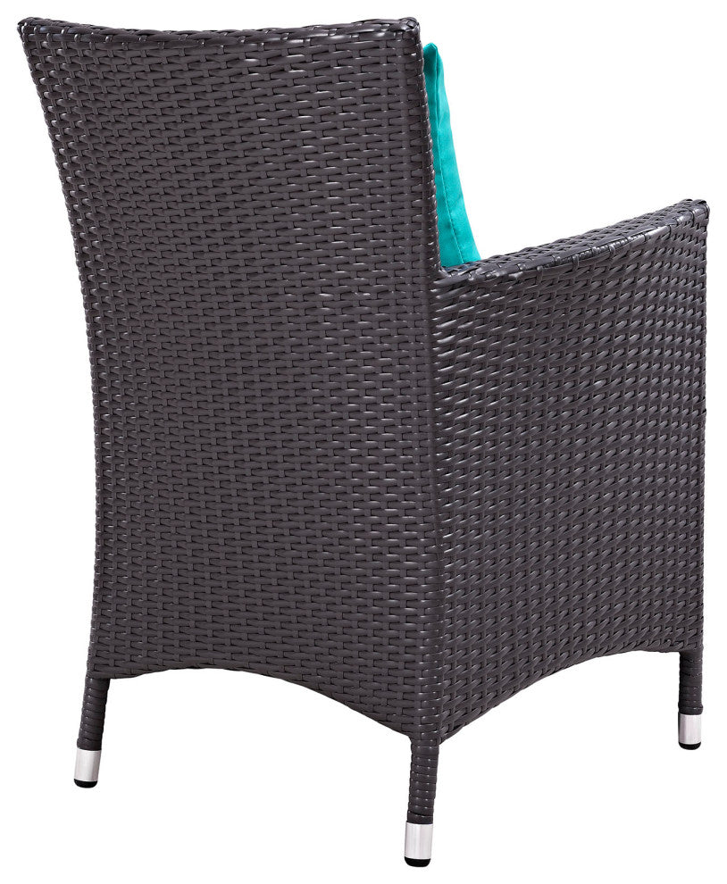 Modway Convene 11 Piece Outdoor Patio Dining Set, Espresso Turquoise