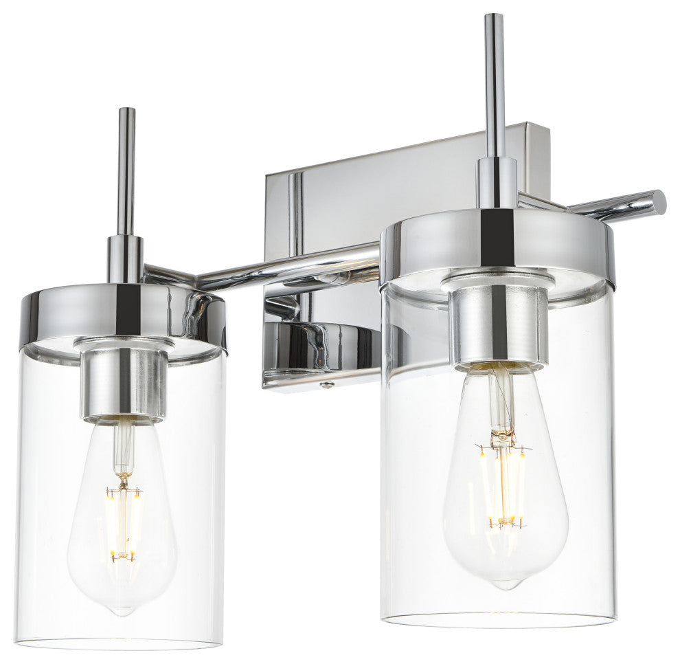 2 Light Chrome And Clear Bath Sconce