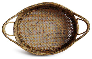 Tea Stained Rattan Oval Tray