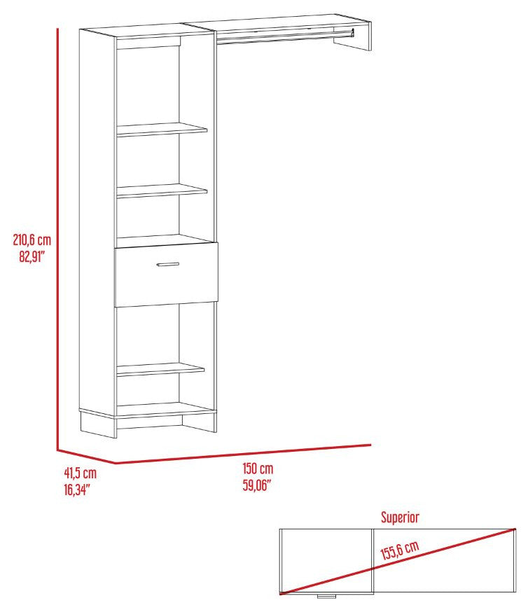 DEPOT E-SHOP Dynamic 150 Closet System, White
