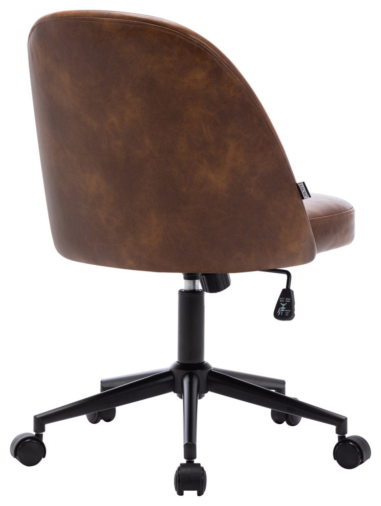 Chic Minimalist Desk Chair, Yellowish Brown-Pu Leather