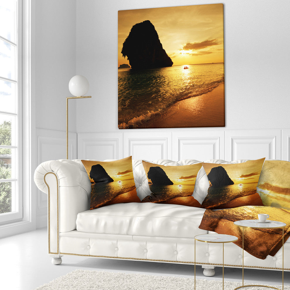 Amazing Evening Tropical Beach Seashore Throw Pillow, 16"x16"