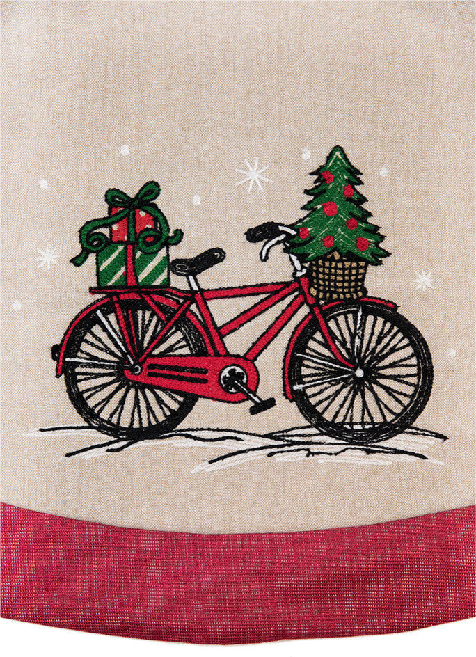 Noel Bike Christmas Tree Skirt, Natural, 56" Round