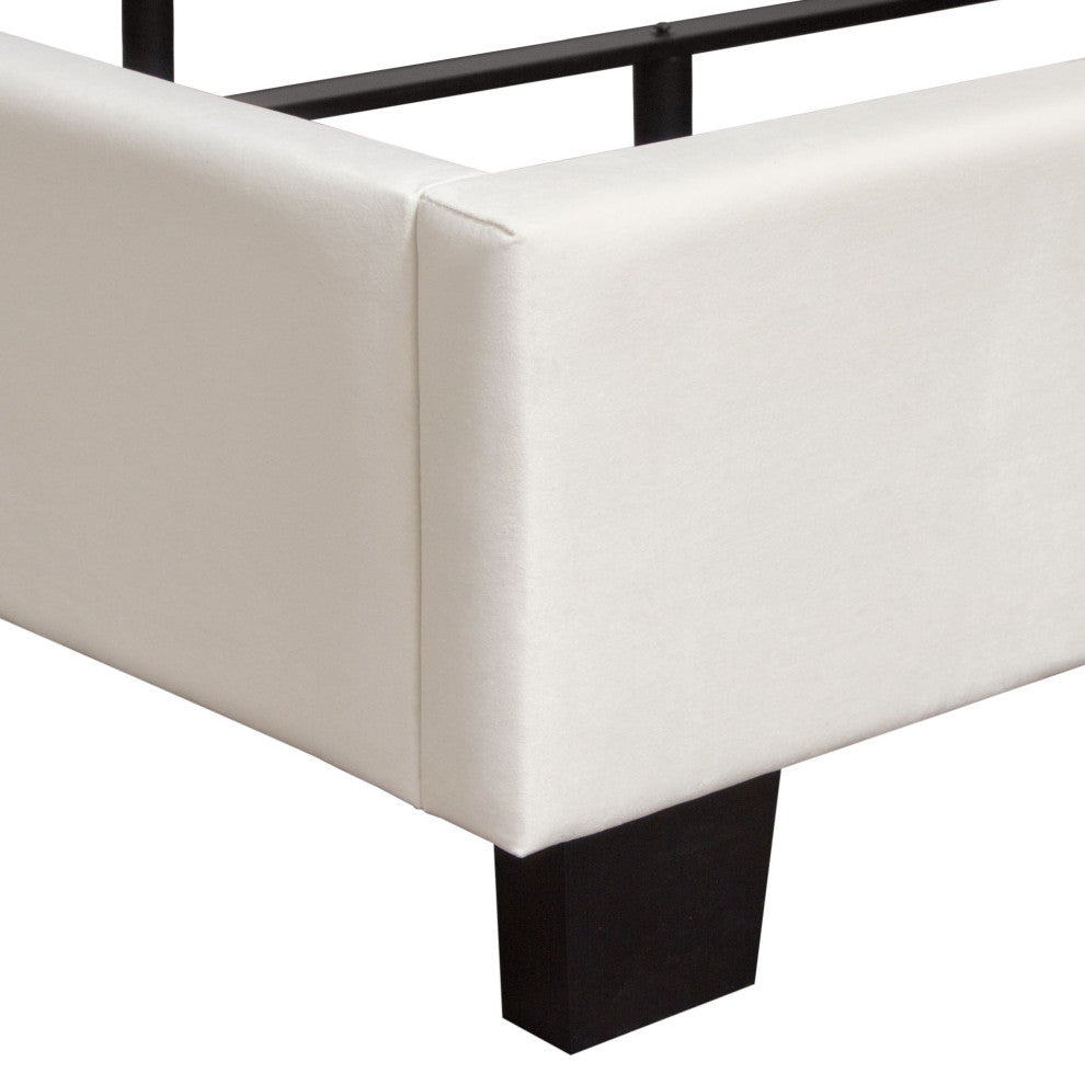 Vogue Queen Bed, Light Cream Velvet