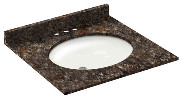 25x22 Tan Brown Granite Vanity Countertops, 4 Faucet Spread