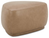 Pebble 26" Rounded Triangle Cocktail Ottoman, Tuscan Tan Brown Top Grain Leather