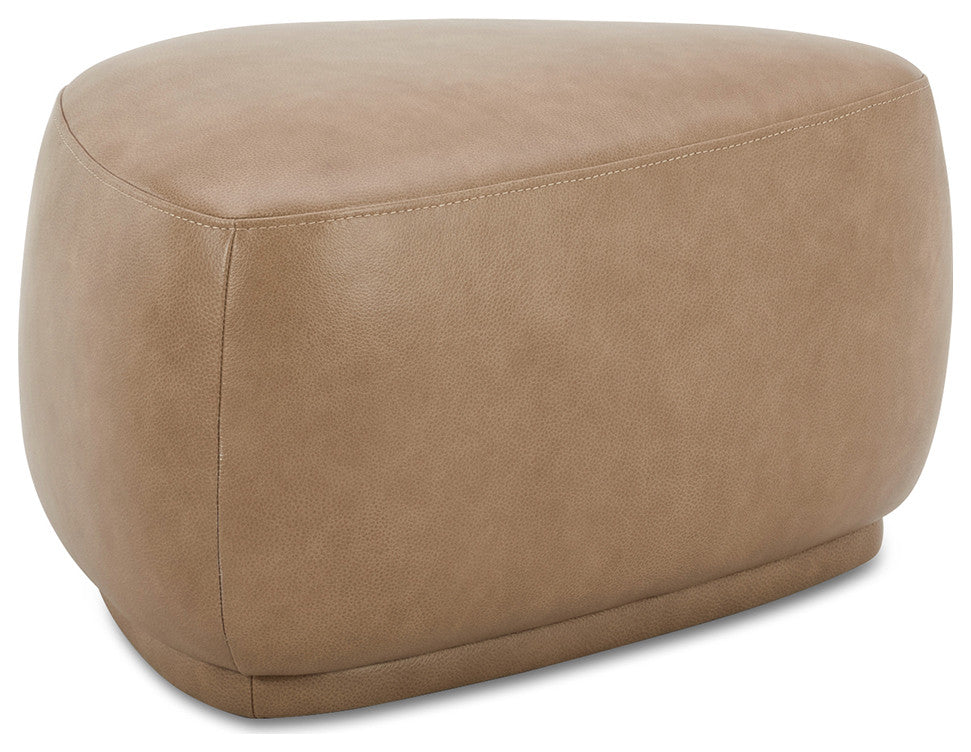 Pebble 26" Rounded Triangle Cocktail Ottoman, Tuscan Tan Brown Top Grain Leather