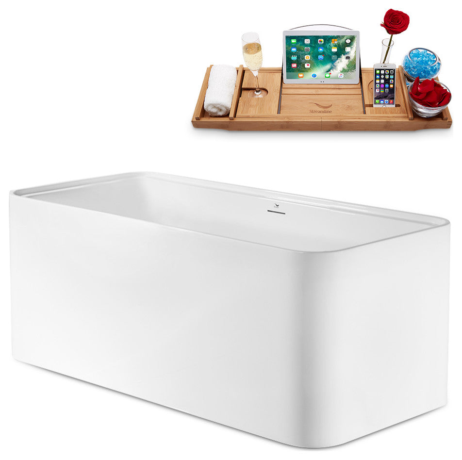59" Streamline Freestanding Tub and Tray With Internal Drain