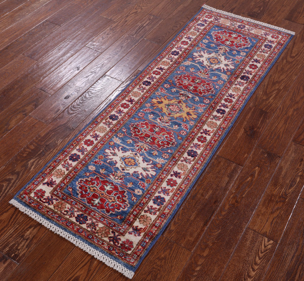 1' 11" X 5' 9" Super Kazak Geometrtic Handmade Runner Rug Q10300