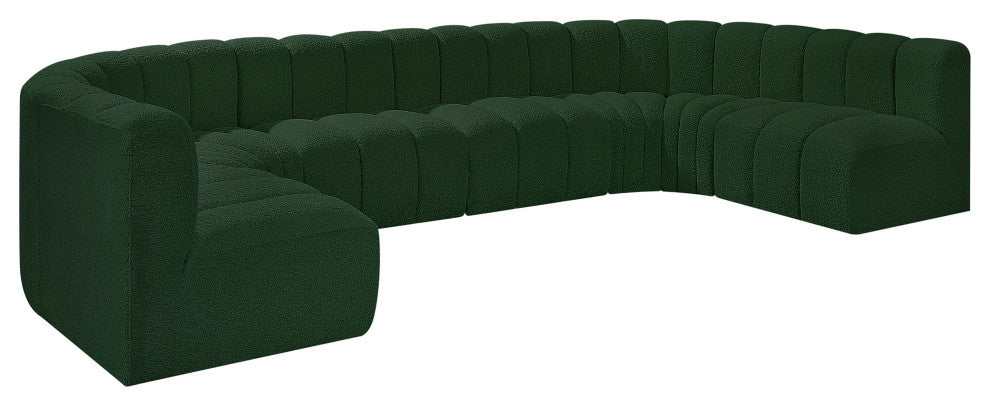 Arc Boucle Fabric Upholstered 8-Pc. U-Shaped Modular Sectional, Green