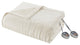 Beautyrest Solid Microlight to Solid Microlight Heated Blanket, Ivory, Queen