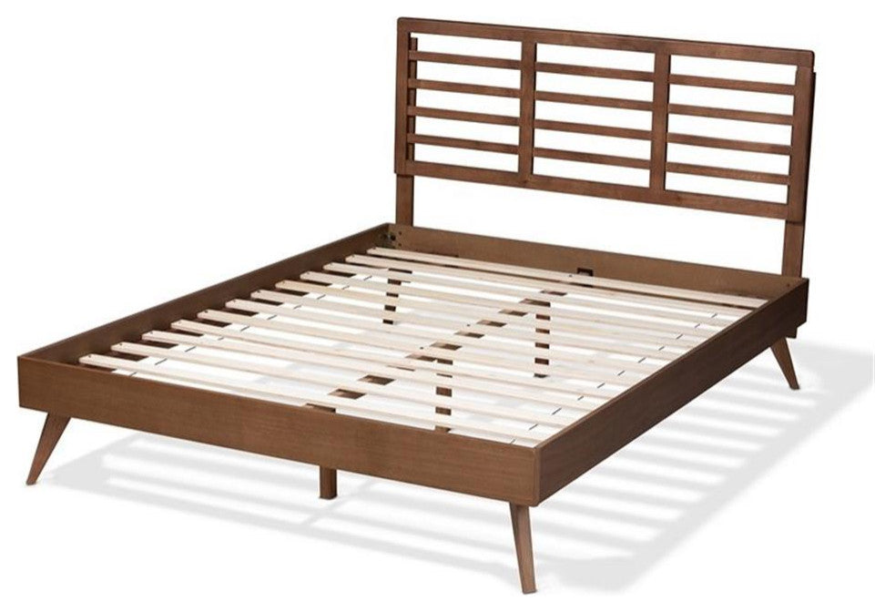 Calisto Mid-Century Modern Walnut Browned Wood Full Size Platform Bed