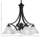 Zilo 4 Light Chandelier, Matte Black Finish With 7" Italian Ice Glass