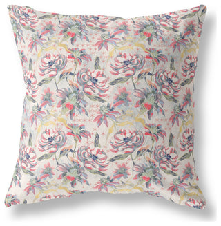 20" Pink Yellow Roses Indoor Outdoor Throw Pillow