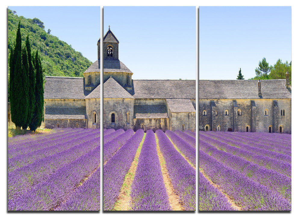 "Abbey of Senanque Blooming Lavender" Metal Wall Art, 3 Panels, 36"x28"