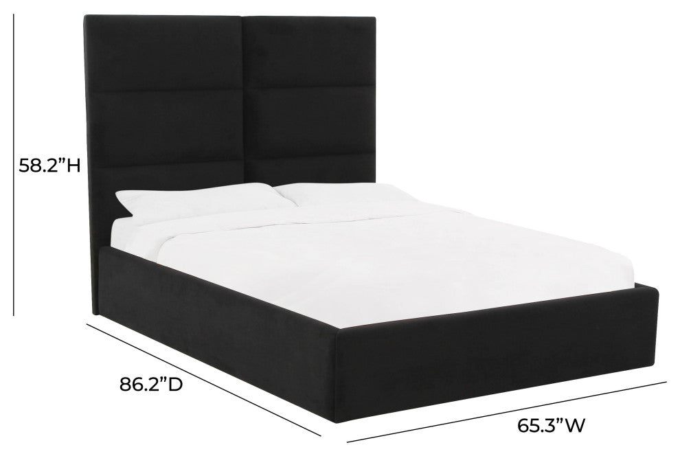 Eliana Black Velvet Queen Bed - Black