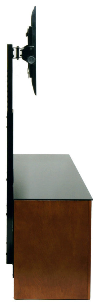 Versatile Tv Stand With Mount & Multimedia Storage Cabinet, Dark Birch/Black
