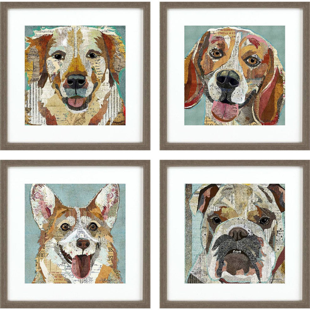 Dog Collage II, 4-Piece Set