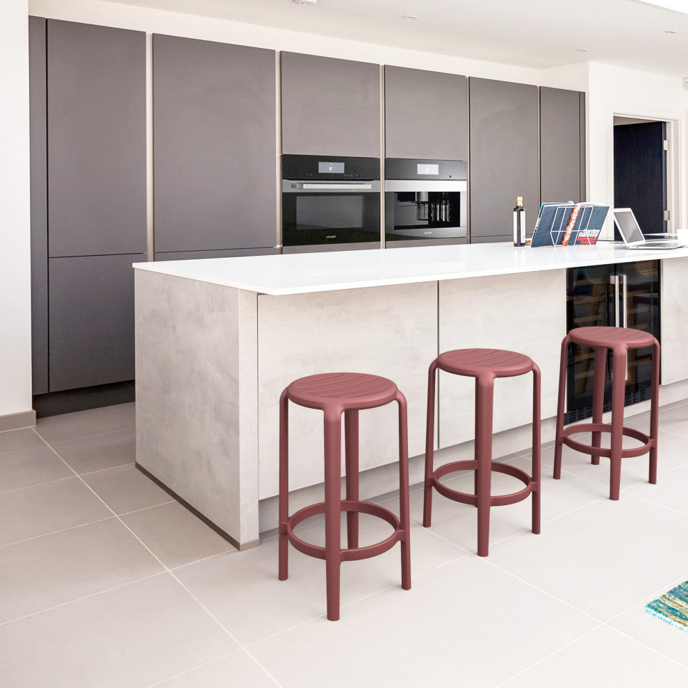 Tom Resin Counter Stool, Set of 2, Black, Marsala