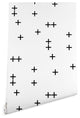 Deny Designs Little Arrow Design Co Cross on White Wallpaper, White, 2'x8'