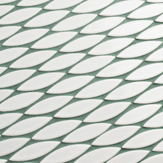 Pescado Glossy Ceramic Mosaic Floor and Wall Tile, Glossy Blanco