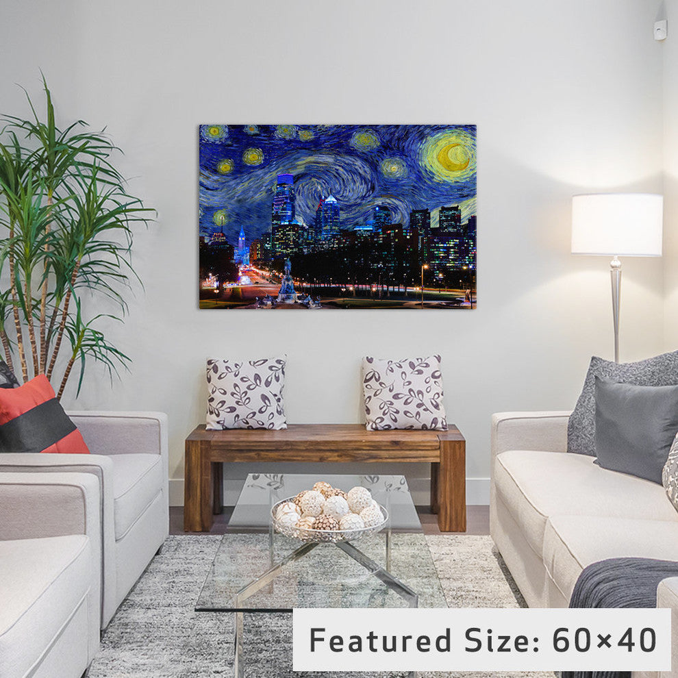Philadelphia, Pennsylvania Starry Night Skyline by 5by5collective