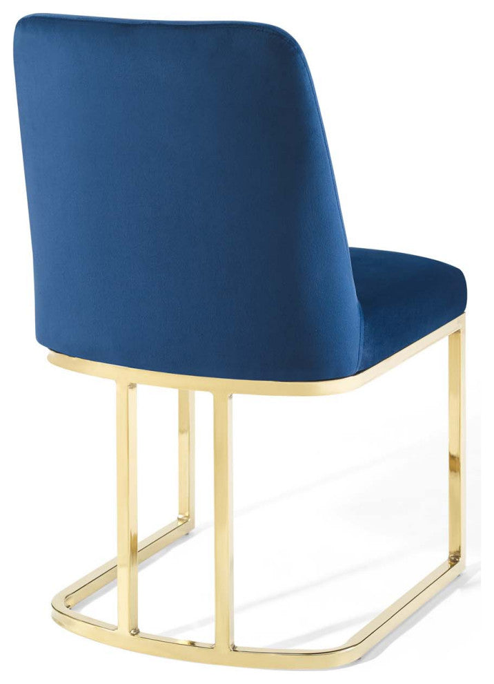 Amplify Sled Base Performance Velvet Dining Side Chair Gold Navy