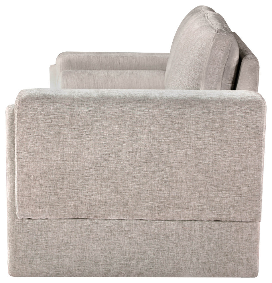 Madeline Chenille Fabric Upholstered Chair, Beige, Loveseat