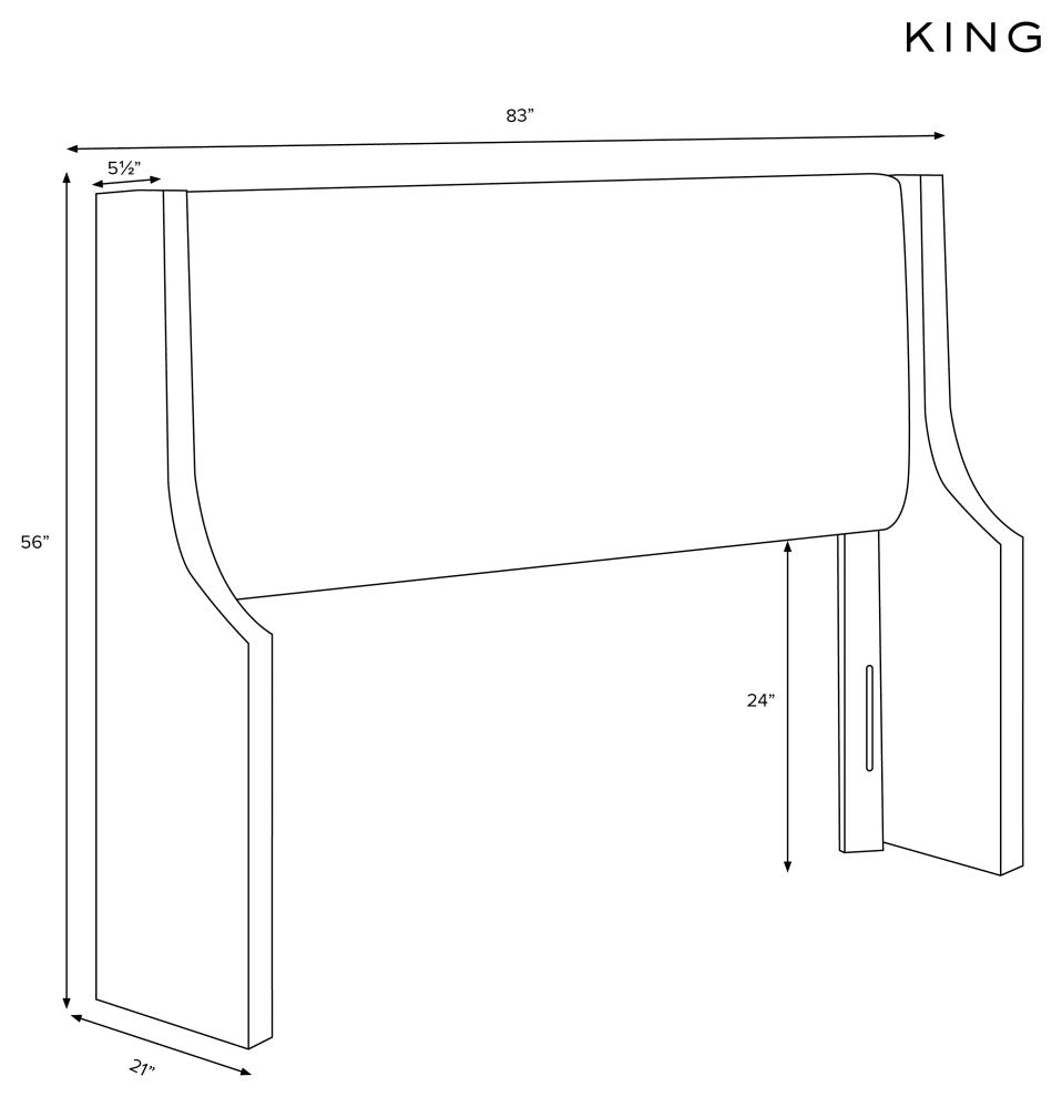 Fully Upholstered Wingback Headboard, Zuma Charcoal, King