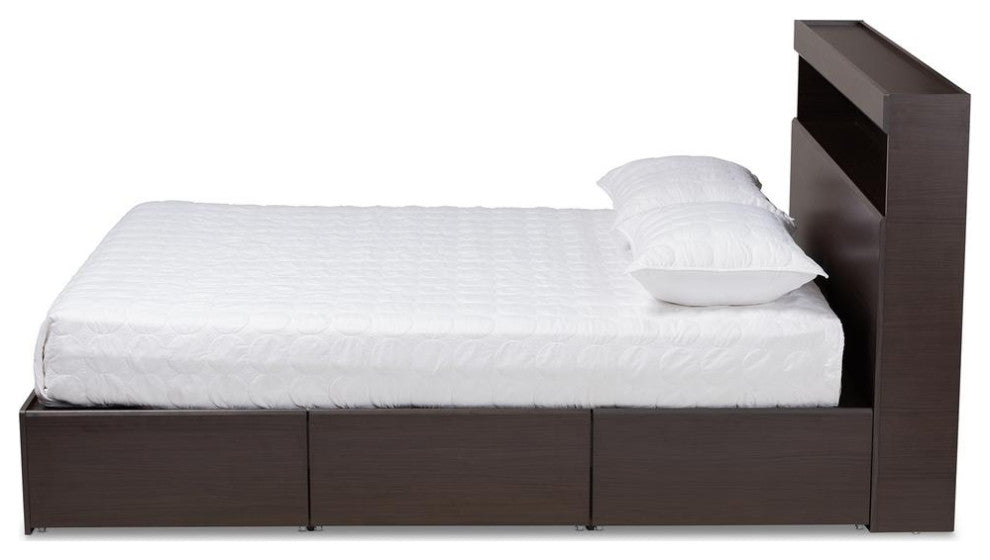 Blaine Dark Brown Finished Wood Queen Size 6-Drawer Platform Storage Bed