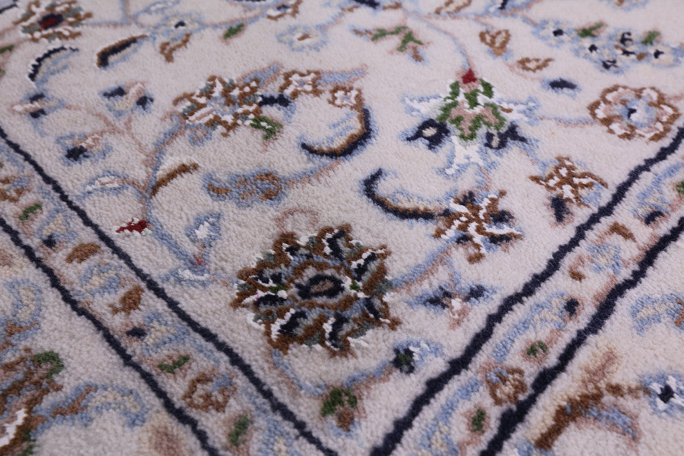 Runner Persian Nain Wool & Silk Hand-Knotted Rug 2' 5" X 12' 2" - Q14754