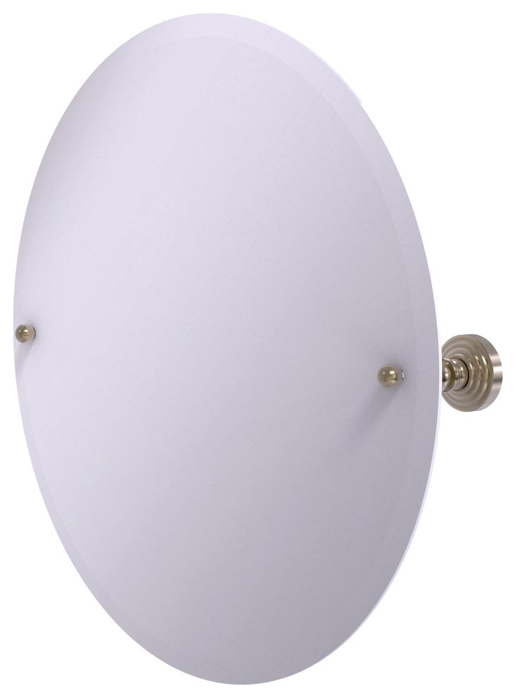 Frameless Round Beveled Edge Tilt Mirror, Antique Pewter