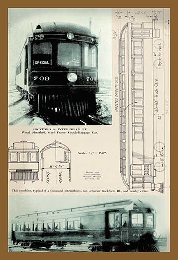 Rockford and Interurban Ry - Fine Art Giclee Print 24" x 36"