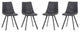 Markley Modern Leather Dining Chair With Metal Legs Set of 4 CharcoalBlk