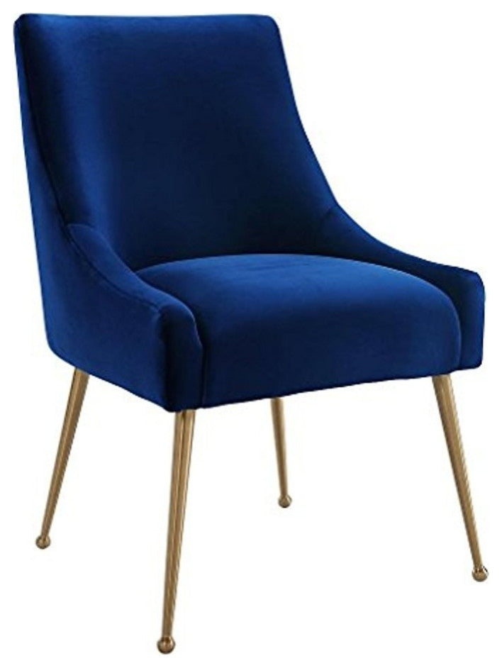 Beatrix Navy Velvet Side Chair - Navy