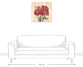 Painted Red Rose Bouquet 24x24 Canvas Wall Art