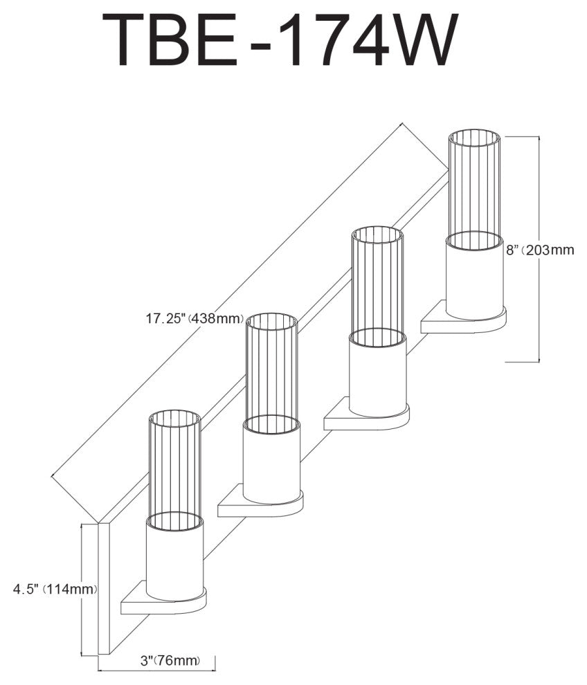 Tube Contemporary 4 Light Polished Chrome Clear Metal Vanity