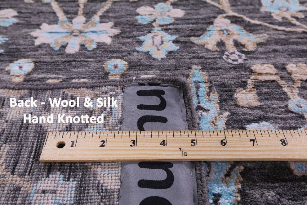 8' 1" X 10' 1" Wool and Silk Persian Ziegler Hand-Knotted Rug Q9240