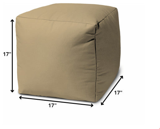 17  Cool Khaki Tan Solid Color Indoor Outdoor Pouf Ottoman