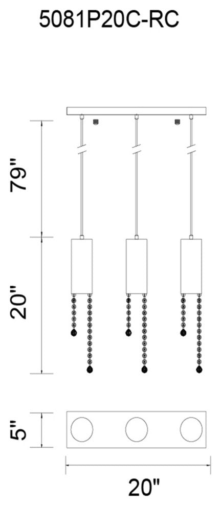 Extended 3 Light Multi Light Pendant With Chrome Finish