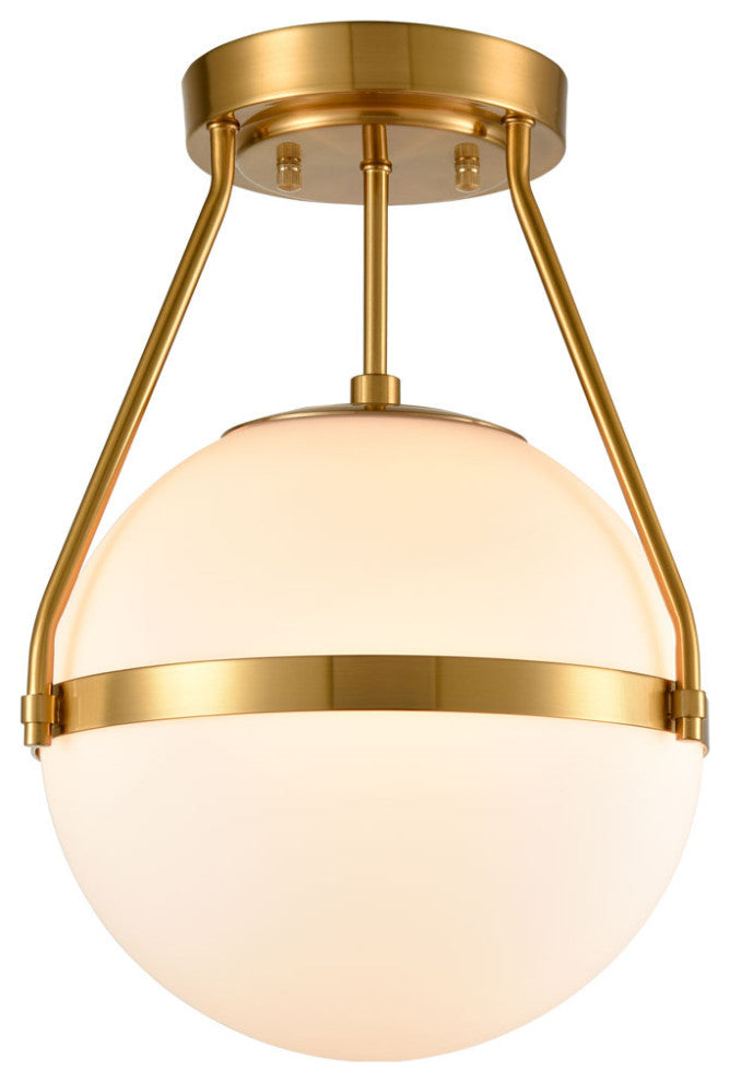 Modern Globe Semi Flush Mount Ceiling Light Sputnik Chandeliers, Brass, 1-Light