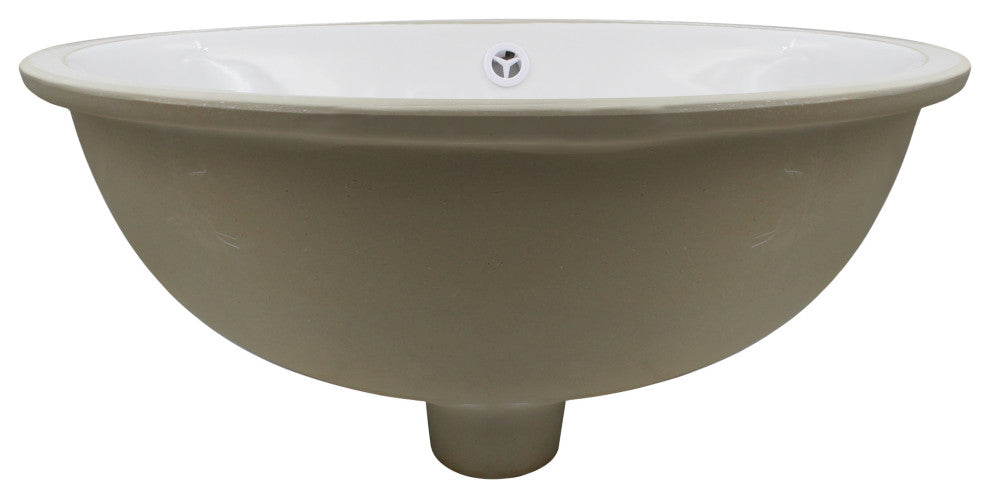 NP-U191307 Oval Undermount White Porcelain Sink with Overflow Drain Options, Chrome