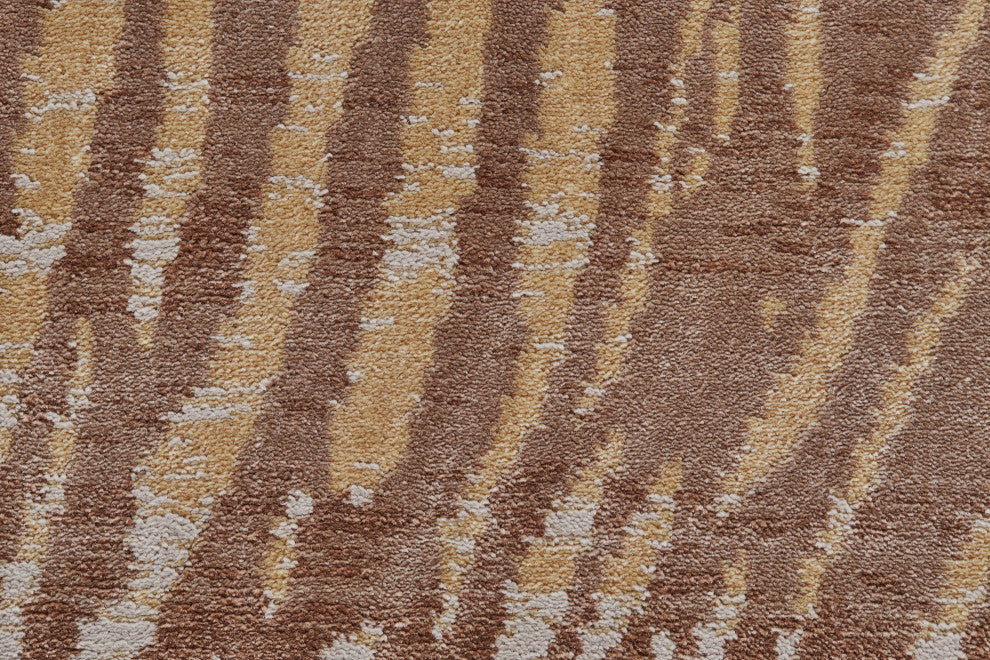 Weave & Wander Herbert Lustrous Zebra Print Rug, Brown/Gold, 8'x8' Round