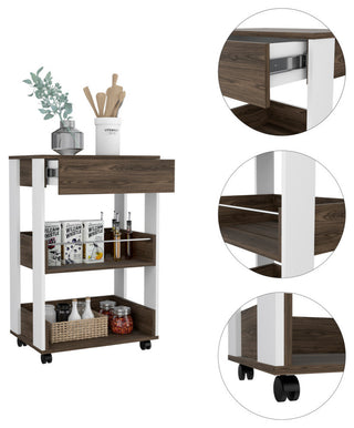 Dundee Kitchen Cart/White, White/Dark Walnut
