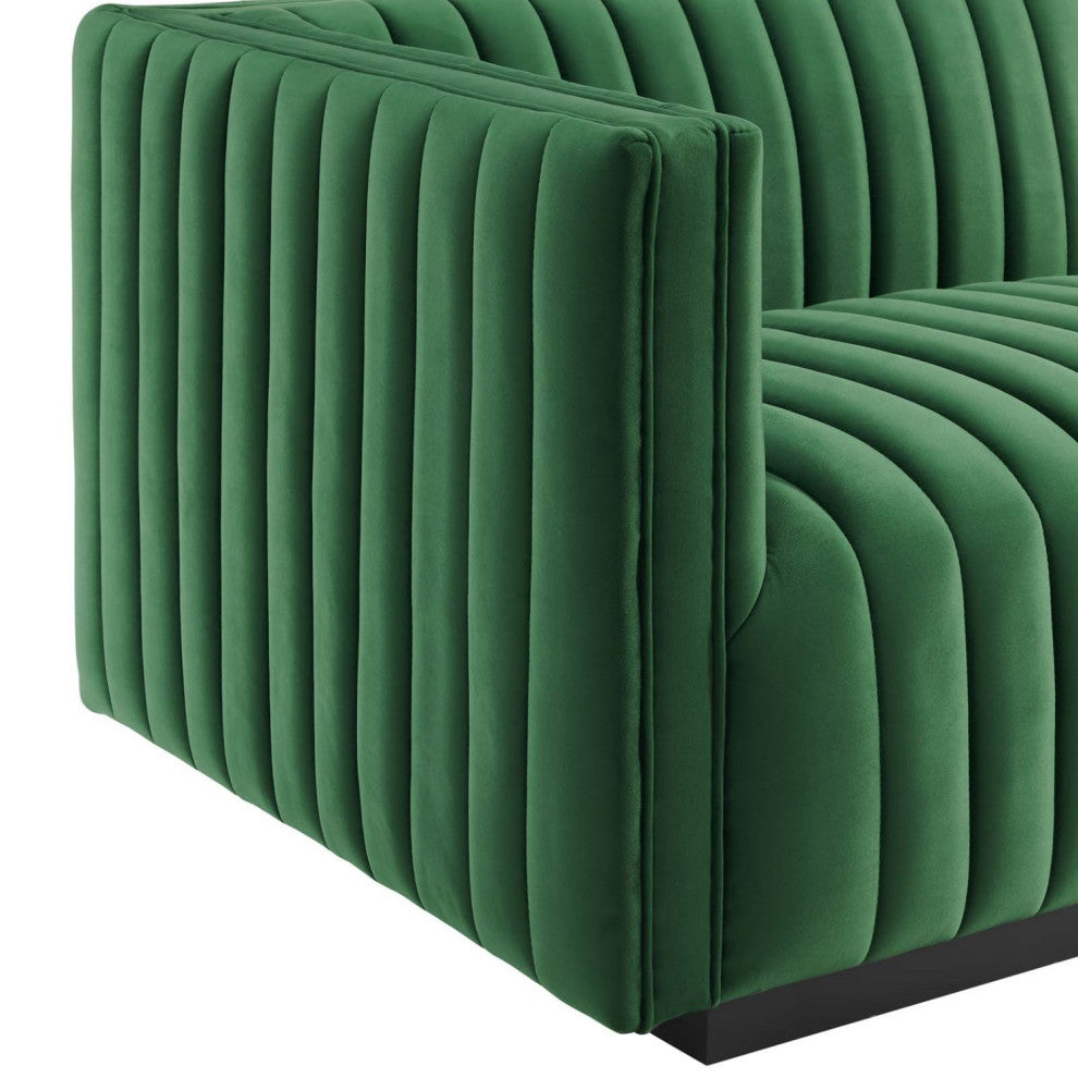 Modular Sofa Couch, Black Green, Velvet, French Lounge, Modern