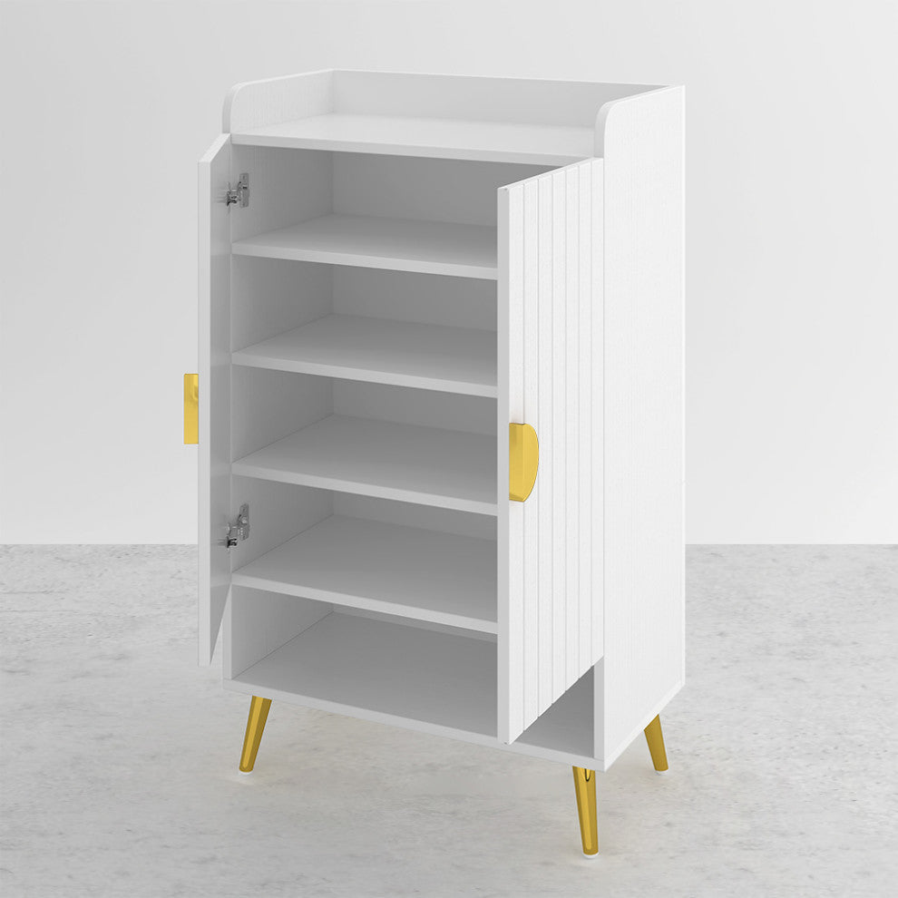 Yellar Nordic Shoe Storage Cabinet 5 Shelves Entryway Shoe Cabinet, White