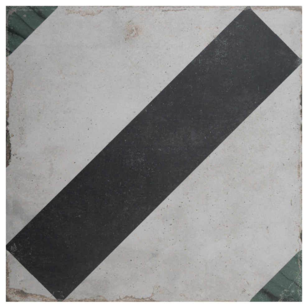 Renaissance Deco Emerald Frame Porcelain Floor and Wall Tile
