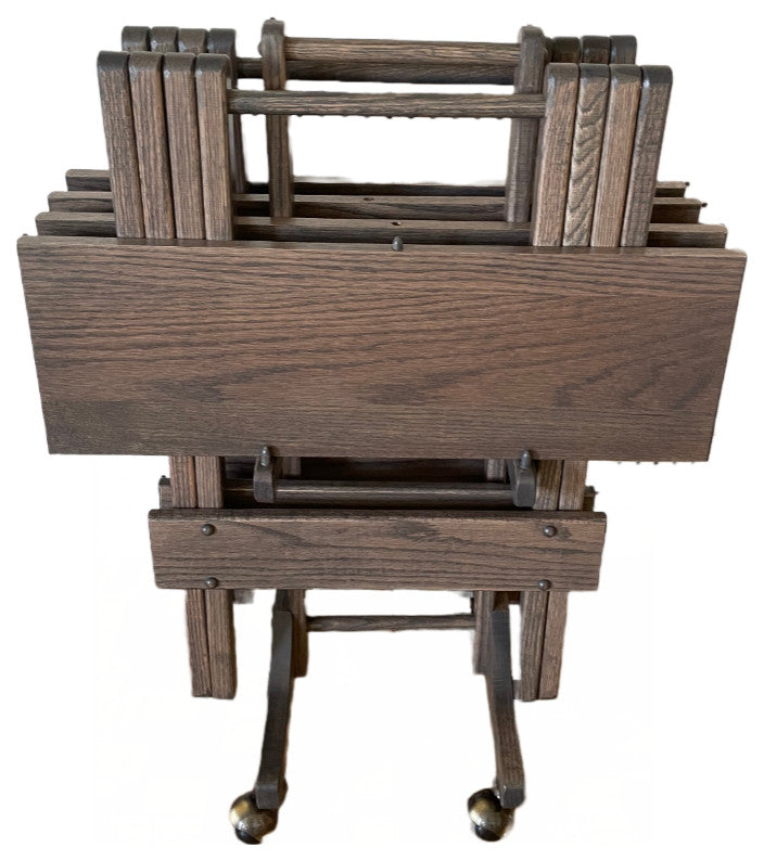 Folding Table, Set of 4, With Casters, Antique Slate