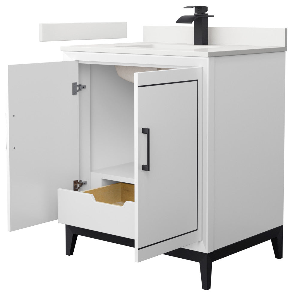 Marlena 30" Single Vanity, Quartz Top, 1-Hole, Black Trim